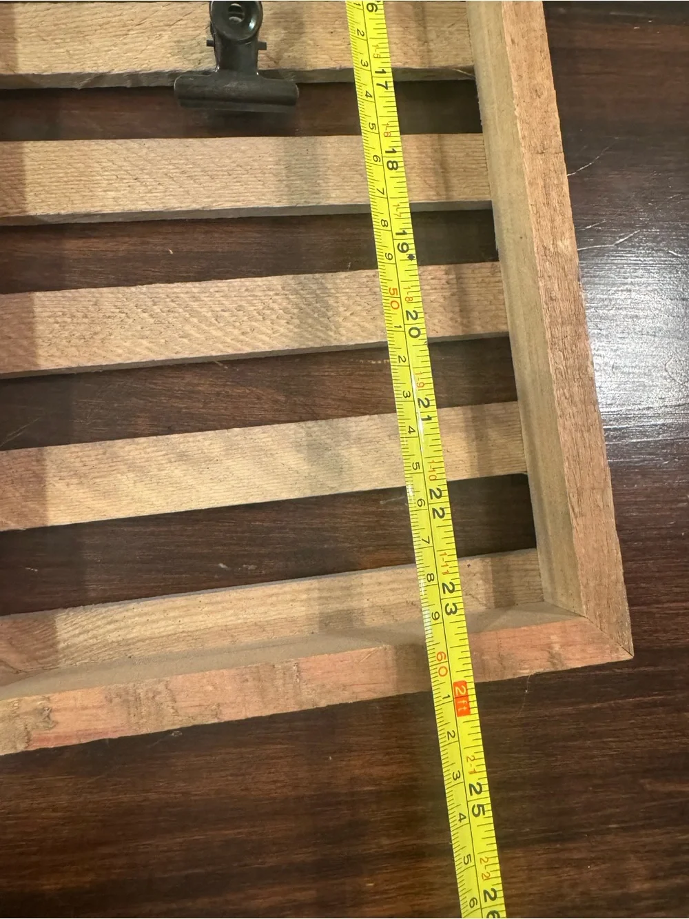 Rustic Wooden Wall Organizer with 3 Metal Clips | Farmhouse Memo Photo Display |